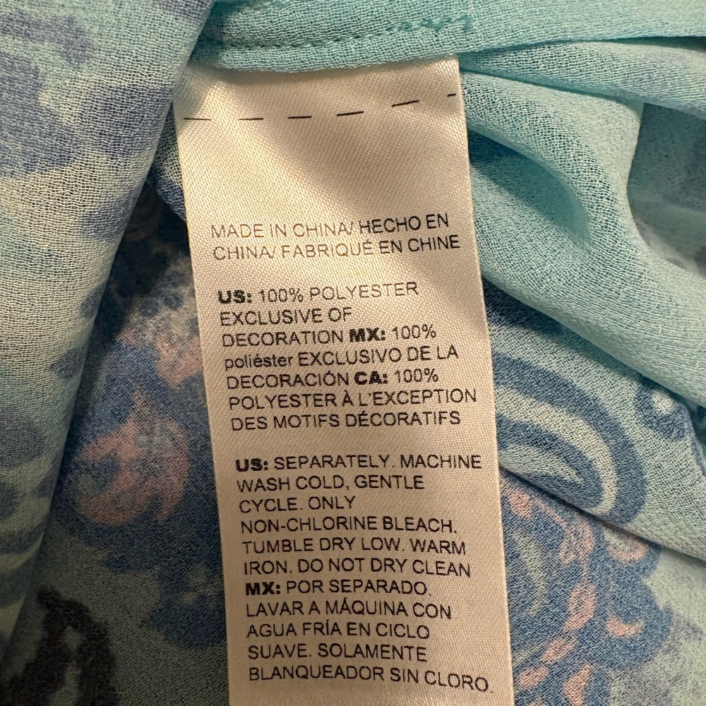 NWOT Chico’s Embellished Sheer Tunic Blue Paisley Boho Top Size 3 XL 16/18 - Picture 11 of 11